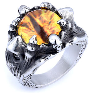 2025 nouveauté Style Punk en <span class=keywords><strong>acier</strong></span> inoxydable hommes anneau personnalisé rouge jaune bleu yeux anneaux - Product Image 5