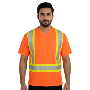 Camiseta Reflectante de Alta Visibilidad Personalizada de Manga Corta, Ropa de Trabajo de Seguridad para Hombre, Apta para Construcción y Trabajos al Aire Libre - Product Image 1