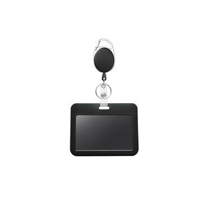 Black name tag/ID <b>lanyard</b> set with retractable buckle, back clip, anti-loss rope, detachable <b>polyester</b> <b>lanyard</b>, and keychain. - Product Image 5