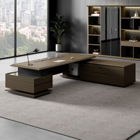 Table de direction moderne en forme de L avec structure robuste, montage facile, accessoires de rangement modulaires