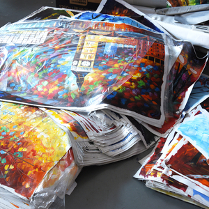 Abstraite à la main Antique Maison Marchandises Huit Course Course Cheval Peinture À L'huile - Product Image 4