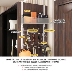 Perchero de pared para bebés, armario lateral con sombrero, dispositivos de almacenamiento, gancho para bolsa, no requiere agujeros de perforación, estante de almacenamiento - Product Image 3