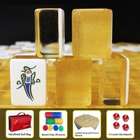 Transparentes Goldfolien-Kristall-Acryl Amerikanisches Mahjong-Set Klassisches Chinesisches Traditionelles Drachen-Blumen-Standard-Turnier-Poker