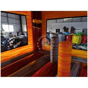 Château gonflable jaune et rouge vibrant sur <span class=keywords><strong>le</strong></span> thème du château, avec tourelle, pour enfants, idéal pour les fêtes en extérieur et les jeux sécurisés - Product Image 2
