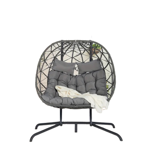 Muebles de Jardín Dobles, Silla de Ratán Moderna, Portátil, Cómoda y Relajante, Columpio para Uso en Interiores y Exteriores - Product Image 1