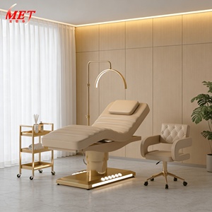 Lit de massage électrique moderne et incurvé pour extensions de cils, équipement de spa de beauté, lit personnalisé en cuir PU Neoplan pour salon - Product Image 2
