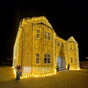 Cortina de Luces <span class=keywords><strong>LED</strong></span> en <span class=keywords><strong>Cascada</strong></span>, 3x3 <span class=keywords><strong>Metros</strong></span>, Blanco Cálido, Impermeable, Decoración Navideña para Ventanas, Guirnalda de Luces para Fiestas - Product Image 1