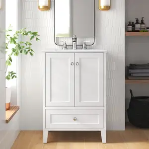 Vaidade do banheiro 24 polegadas com gaveta para manter Tidy Modern Premium Bathroom Cabinet Fit Small Space Washroom Furniture