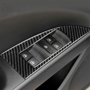 Pegatina de fibra de carbono suave Real para <span class=keywords><strong>Seat</strong></span> <span class=keywords><strong>Leon</strong></span> 2005 2006 2007 2008 2009 2010 2011 2012 LHD RHD, embellecedor de Panel de botones de ventana de 4 puertas para coche - Product Image 3