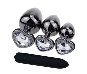 Gun Black Plating Metall <span class=keywords><strong>Anal</strong></span> <span class=keywords><strong>Plug</strong></span> Herz Basis Schmuck Dildo Vibrator Prostata Massage gerät <span class=keywords><strong>Bullet</strong></span> Vibrator Butt <span class=keywords><strong>Plug</strong></span> für Sex Produkte - Product Image 1