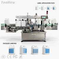 Machine d'étiquetage automatique d'angles pour bidons, grands conteneurs et fûts chimiques – Application d'étiquettes sur deux côtés – Fonctionnement stable