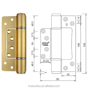 Nouveau robuste 5.5 pouces en alliage d'aluminium non mortaise muet roulement à billes charnière de porte argent noir or couleur surface