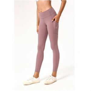 <span class=keywords><strong>Non</strong></span> Vedere Attraverso Pantaloni di Yoga Tasca Logo Fuori di Tasca A Vita Alta Pantaloni di Yoga, Pancia di Controllo, Tasca - Product Image 2