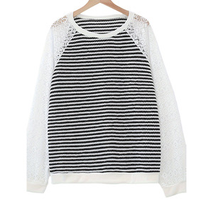 <span class=keywords><strong>Camiseta</strong></span> de Moda Otoño-Invierno para Mujer, Color Sólido, con Encaje, Cómoda, Versátil, Cuello Redondo, Diseño Calado - Product Image 4