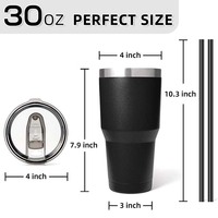 Vaso Térmico Personalizado de Acero Inoxidable de 30 oz, Doble Pared, Aislado al Vacío, con Tapa y Pajita, para Bebidas Calientes, Ideal para Camping y Oficina