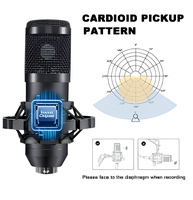 Microphone à condensateur professionnel BM800 avec carte son V8X, bras articulé antichoc et filtre anti-pop pour studio, streaming et karaoké