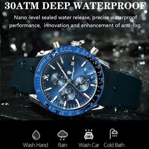 Reloj Deportivo Cronógrafo para Hombre Poedagar 988, Marca de Lujo, Resistente al Agua, Luminoso, de Cuarzo, con Correa de Silicona, Diseño para Negocios - Product Image 2