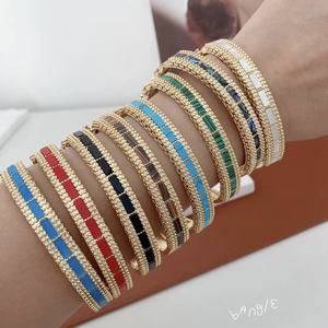 BD-L3143 yeni malakit <span class=keywords><strong>abalone</strong></span> kabuk turkuaz bileklik erkekler için kaplan gözü kırmızı jasper taş bilezik 18k kaplama altın bilezik - Product Image 2