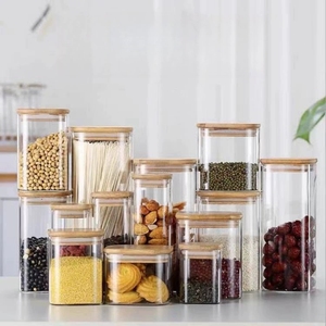 Ensemble de pots à épices en verre borosilicate artisanal de qualité alimentaire avec couvercle et cuillère en bambou pour la conservation de la fraîcheur - Product Image 1