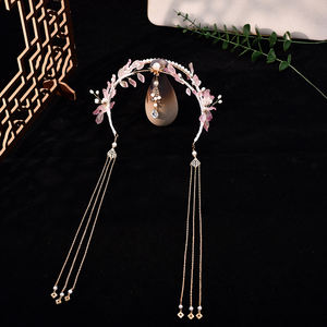 هانفو غطاء الرأس مع شرابة خطوة تاج خرافية إكسسوارات الشعر العتيقة دبوس الشعر كسول تاج الشعر المجوهرات هالة عذراء لحفل الزفاف - Product Image 1