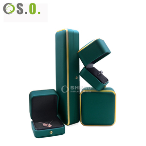 Premium Pu Leather Jewelry <b>Box</b> Set With Gold Edge Custom Logo For <b>Ring</b> Pendant Bracelet Earring Elegant Jewellery - Product Image 2