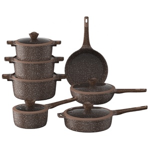 Batterie de cuisine en aluminium au design moderne Casserole à frire antiadhésive en forme d'écailles de <span class=keywords><strong>poisson</strong></span> avec revêtement en marbre pour usage domestique - Product Image 1