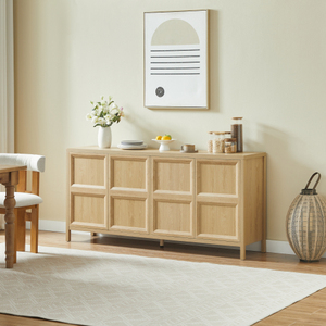 67" Modern Living Room Sideboard Storage Cabinet Tip-On Opening Soft-Close <b>Hinges</b> Tilt-Proof Wall Mount Oak Particle Board - Product Image 2