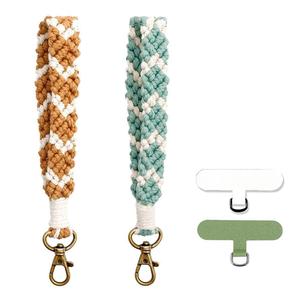 Porte-clés en alliage de zinc, breloque tissée en peluche faite à la main, style bohème, arbre de rose polychrome, bracelet de poignet écologique et durable, cadeau DIY - Product Image 3