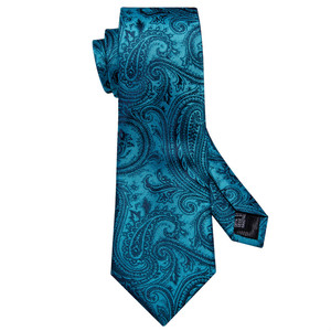 أزياء مخصصة الأزرق بيزلي التعبئة والتغليف الفاخرة ربطة العنق مجموعة مخصصة شعار رباط العنق الحريري رجال التعادل مجموعات هدية مربع - Product Image 4