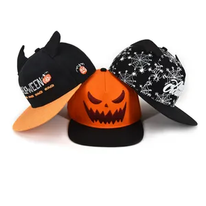 Оптовая продажа, трендовая Красивая Прямая Детская кепка с плоскими полями, 6-панельная Кепка на Хэллоуин, Детские кепки без рисунка