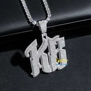 Custom Iced Out Fine Jewelry 925 Sterling Silver Gold Plating VVS Diamond Necklace Moissanite Pendant Hiphop