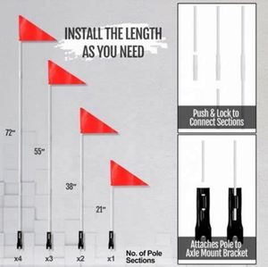 Drapeau de sécurité pour vélo haute visibilité, mât en fibre de verre robuste, bande réfléchissante, polyester résistant aux déchirures, drapeau de vélo haute visibilité - Product Image 3