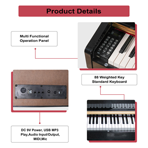 Piano numérique droit portable 88 touches lestées en plastique pour débutants avec pédale de sustain et haut-parleur intégré – Vente directe usine - Product Image 5