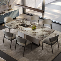 Table à manger rectangulaire moderne en marbre de luxe pour 6 à 8 personnes, pour salon, hôtel, usage domestique, imperméable et durable