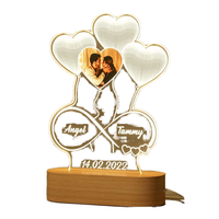 Lampe en acrylique personnalisée DPDP, cadeau fait à la main, Saint-Valentin, illusion 3D, cœur, veilleuse LED, décoration d'amour pour les amoureux