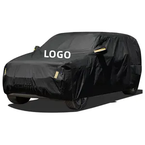 Cubierta de coche con protección UV de poliéster plateado de tamaño completo personalizada impermeable y resistente al polvo