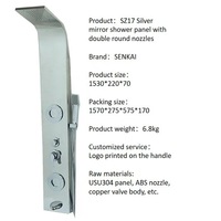 Colonne de douche cascade moderne en acier inoxydable avec robinets thermostatiques en laiton brossé et céramique pour salle de bain