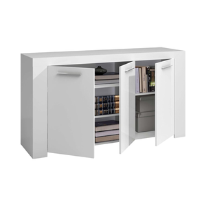 Aparador Multiusos Ajustable de <span class=keywords><strong>Madera</strong></span> Estilo Europeo Moderno, Mueble de Salón, Guardarropa, Color Blanco - Product Image 1