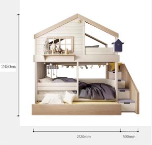 Cama Suspensa Extensível Moderna para Crianças para Apartamento ou Porão com Armários e Escorregador para Sala de Estar - Product Image 3