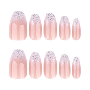 24 faux ongles à presser French Manucure, dégradé scintillant, couvrance totale, avec colle, pour usage professionnel en salon - Product Image 4