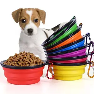 Einstellbare Haustierschüssel Hundebällchen tragbarer Silikon-Haustierfütterer faltbar erweiterbar Speise-/Wasserfütterungs-Reiseschüssel für Katzencamping