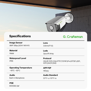 GR-ZFI-M8S gcraftsman 4K 8MP กล้องวงจรปิดกลางแจ้ง, กล้องรักษาความปลอดภัย IP PoE ทำงาน NVR ใดๆโดย ON-Vif hieeasy <span class=keywords><strong>APP</strong></span> Night Vision - Product Image 2