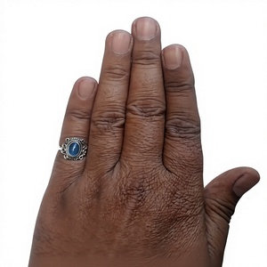 Handmade <b>925</b> <b>Sterling</b> <b>Silver</b> <b>Rings</b> with Blue Chalcedony Gemstone Bezel Setting Inlay Technology for Anniversaries - Product Image 4