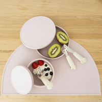 Assiette pour bébé en silicone sans BPA avec plateau à couvercle, vaisselle en silicone pour bébé enfants tout-petits