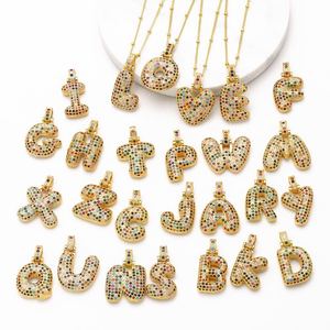 Zirkoon Pavé Bubbel Initiaal Charm Gouden Engelse Alfabetische Hangertjes A-Z Letters <span class=keywords><strong>Charms</strong></span> Grote Letter voor DIY Sieraden Accessoires - Product Image 4