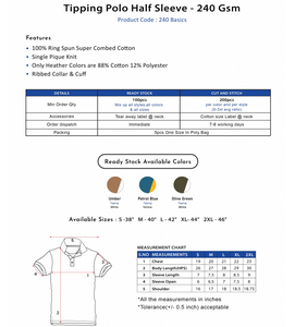 Camiseta de Manga Corta Tipping Polo, 240 GSM, Alta Calidad, Suave, Cómoda, Duradera, Transpirable, Elegante, Informal, Perfecta para Hombre - Product Image 6