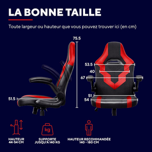 <span class=keywords><strong>Chaise</strong></span> <span class=keywords><strong>de</strong></span> <span class=keywords><strong>bureau</strong></span> ergonomique rouge et noire <span class=keywords><strong>de</strong></span> qualité supérieure avec accoudoirs pivotants rembourrés et siège réglable en hauteur pour les longues sessions <span class=keywords><strong>de</strong></span> jeu - Product Image 4