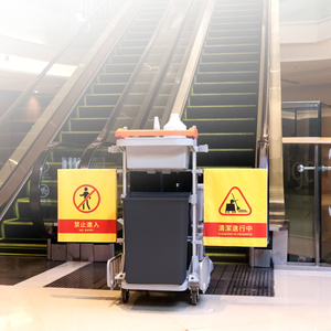 Chariot de Nettoyage en Plastique Professionnel pour Escalators de Centres Commerciaux, Hôpitaux, Aéroports et Hôtels, avec Outils de Nettoyage Manuels - Product Image 4