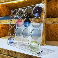 Présentoir à lentilles en acrylique transparent, support d'affichage pour verres de lunettes, organisateur de lentilles de myopie avec support métallique amovible
