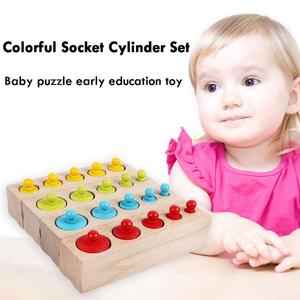 Giocattoli Montessori per Bambini, Set di Cilindri Colorati <span class=keywords><strong>in</strong></span> <span class=keywords><strong>Legno</strong></span> di Faggio, <span class=keywords><strong>Blocchi</strong></span> Multicolore per l'Apprendimento Precoce della Matematica - Product Image 5